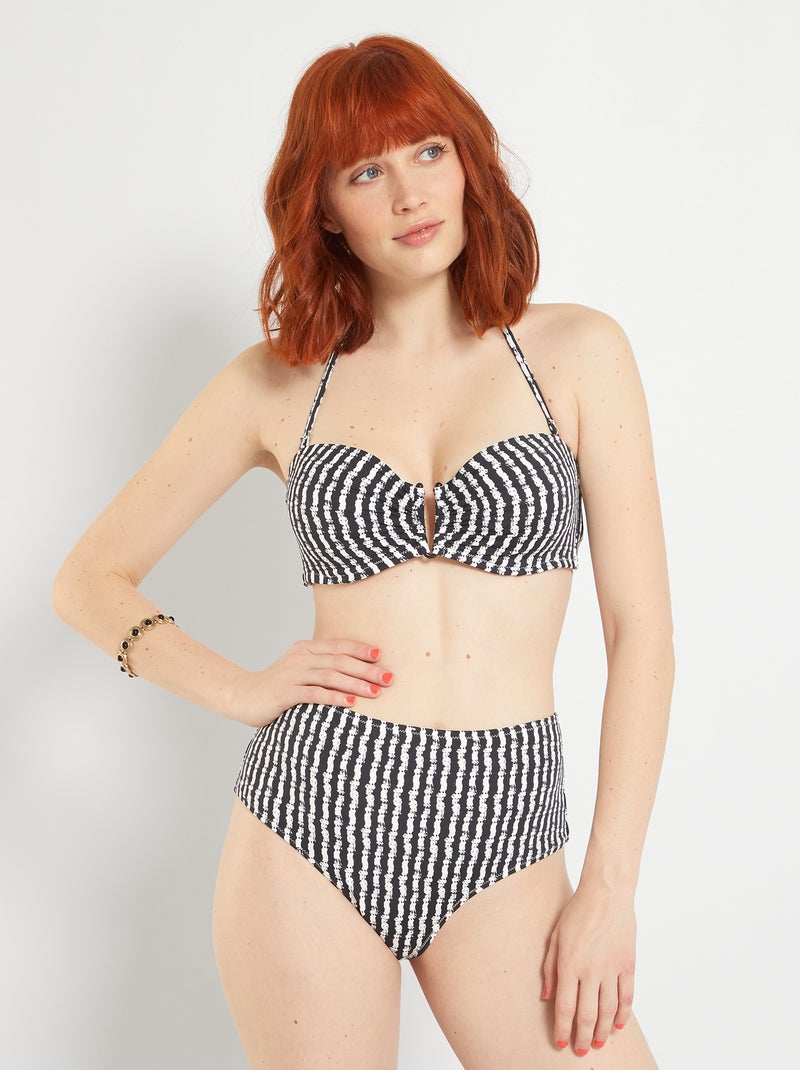 Bas de maillot de bain taille haute Noir - Kiabi