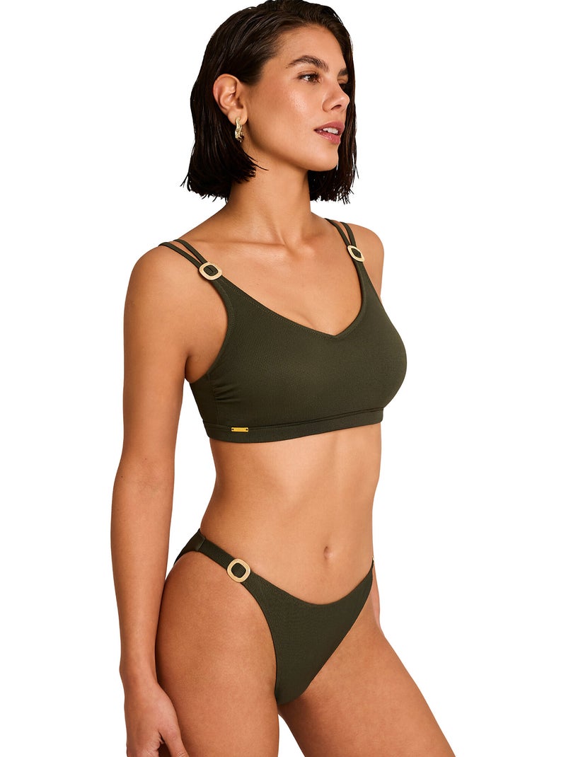 Bas maillot brésilien de bain solstice Kaki - Kiabi