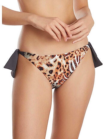 Bas maillot de bain à nouettes taille basse animal