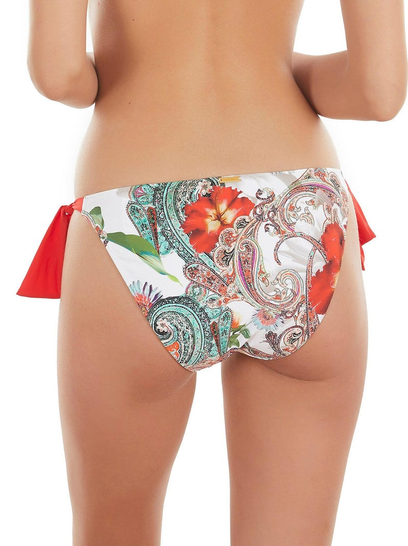 Bas maillot de bain à nouettes taille basse cachemire blanc Blanc - Kiabi