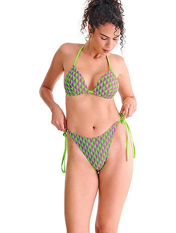 Bas maillot slip de bain bikini échancré à nouettes aruba