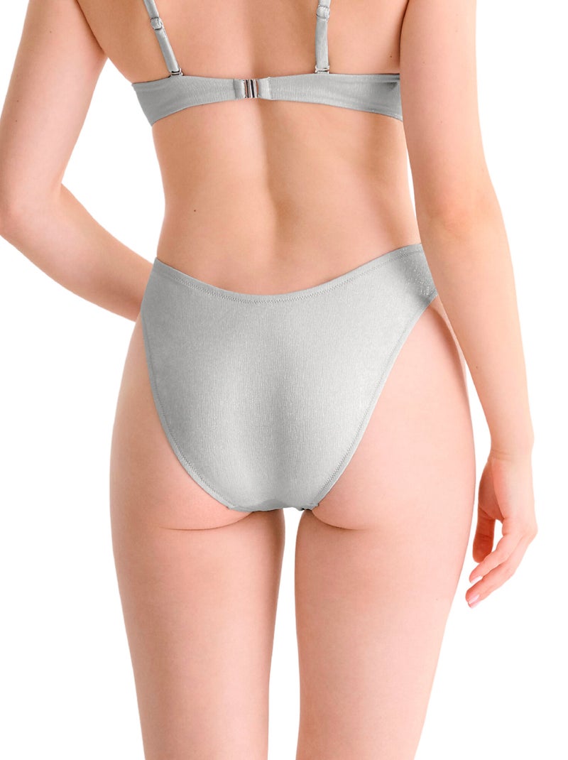 Bas maillot slip de bain échancré blue lagoon Argent - Kiabi