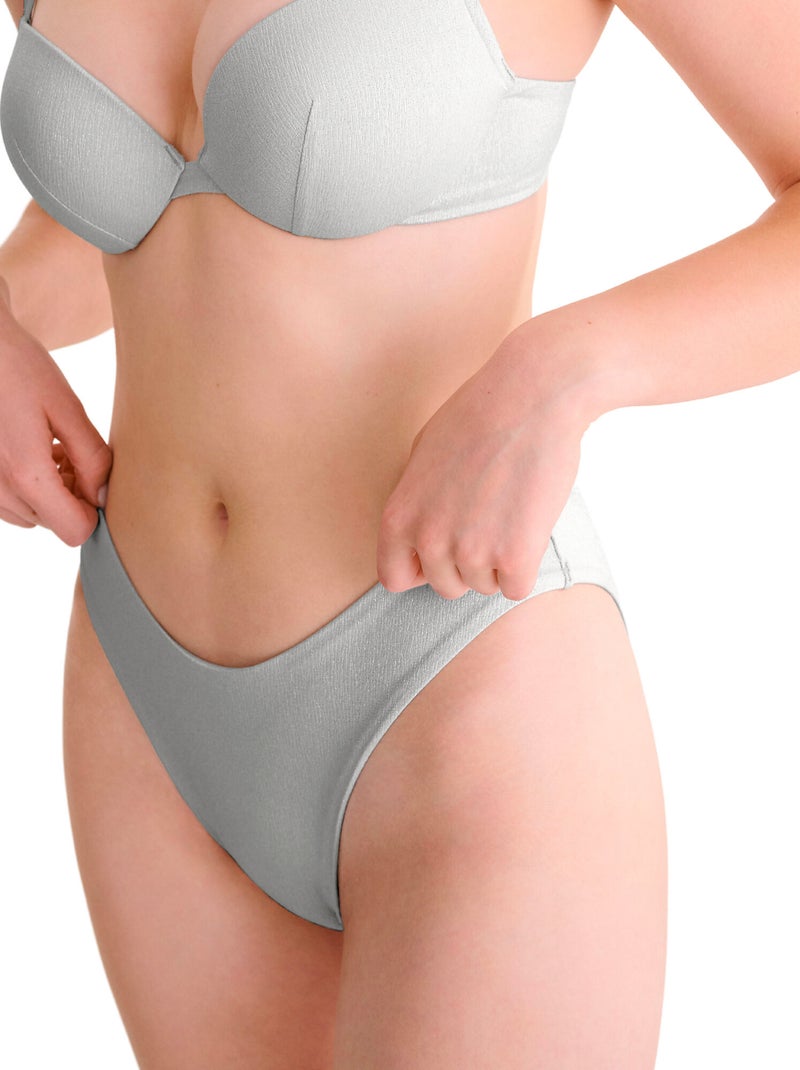 Bas maillot slip de bain échancré blue lagoon Argent - Kiabi