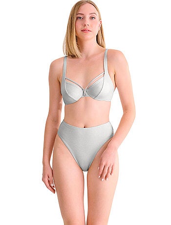 Bas maillot slip de bain échancré taille haute blue lagoon