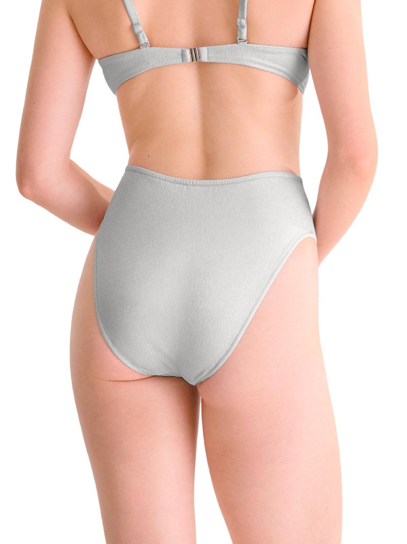 Bas maillot slip de bain échancré taille haute blue lagoon Argent - Kiabi