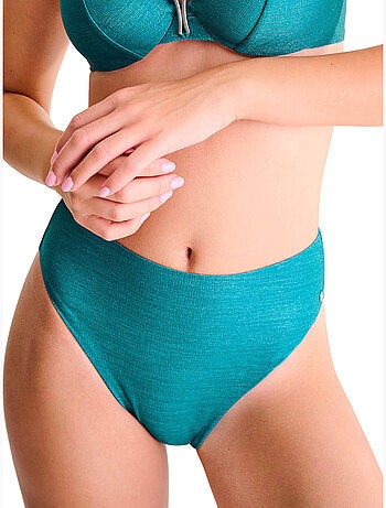 Bas maillot slip de bain échancré taille haute blue lagoon