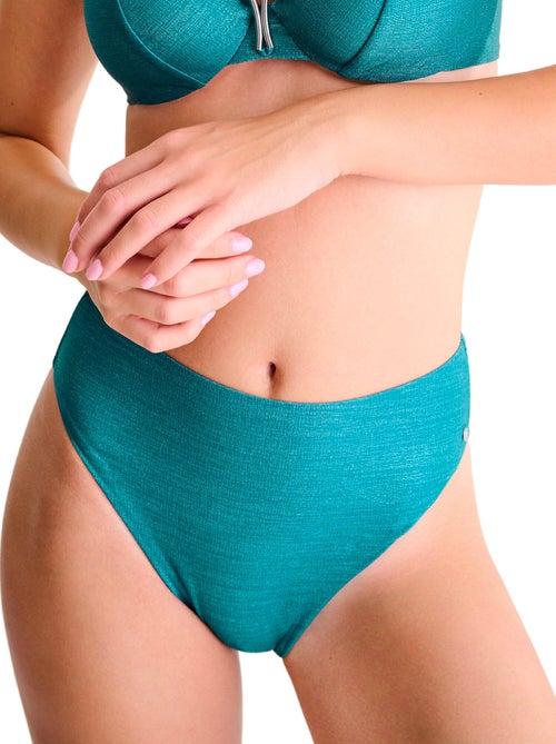 Bas maillot slip de bain échancré taille haute blue lagoon - Kiabi