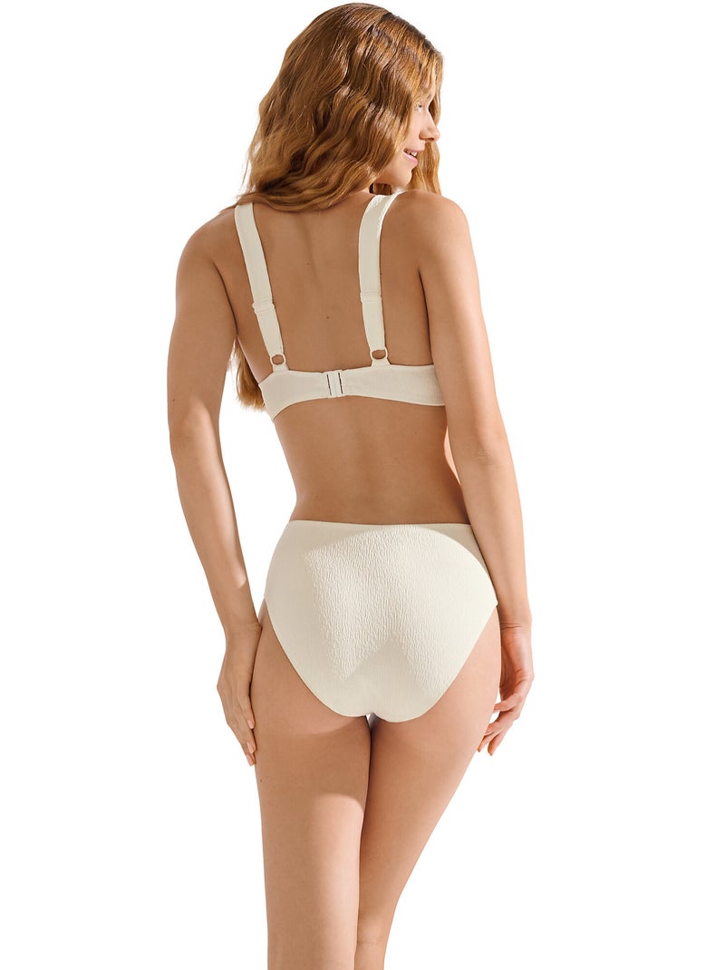 Bas maillot slip de bain échancré taille haute malaga Ecru - Kiabi