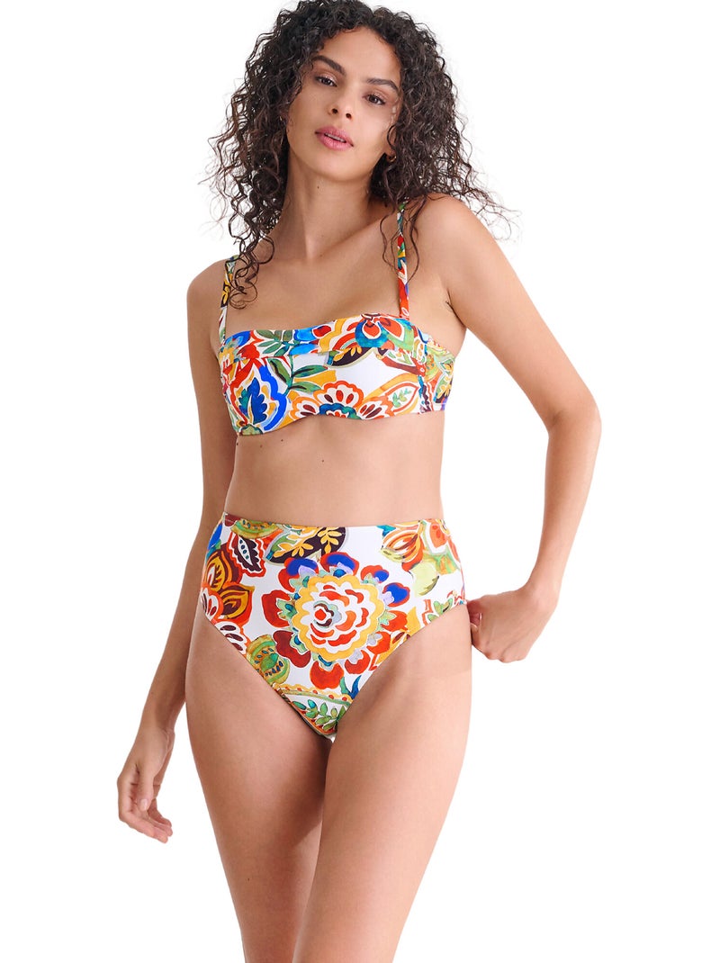 Bas maillot slip de bain échancré taille haute mexico Rouge - Kiabi