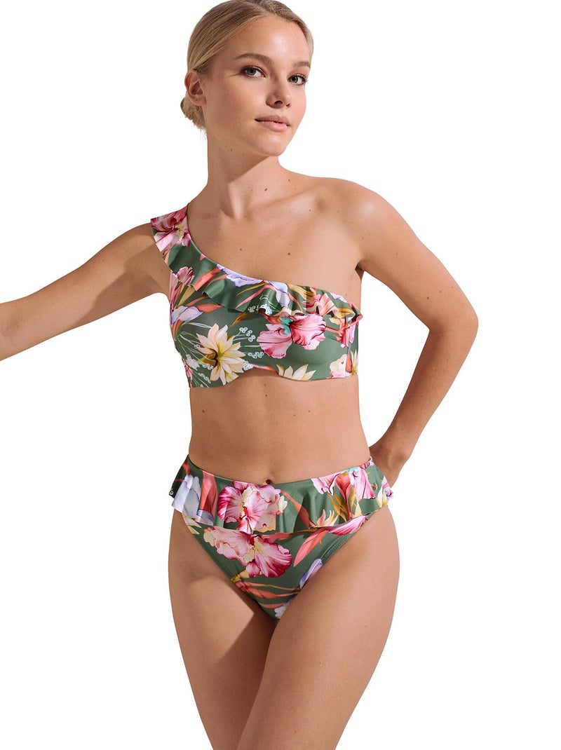 Bas maillot slip de bain échancré taille haute rimini Vert - Kiabi