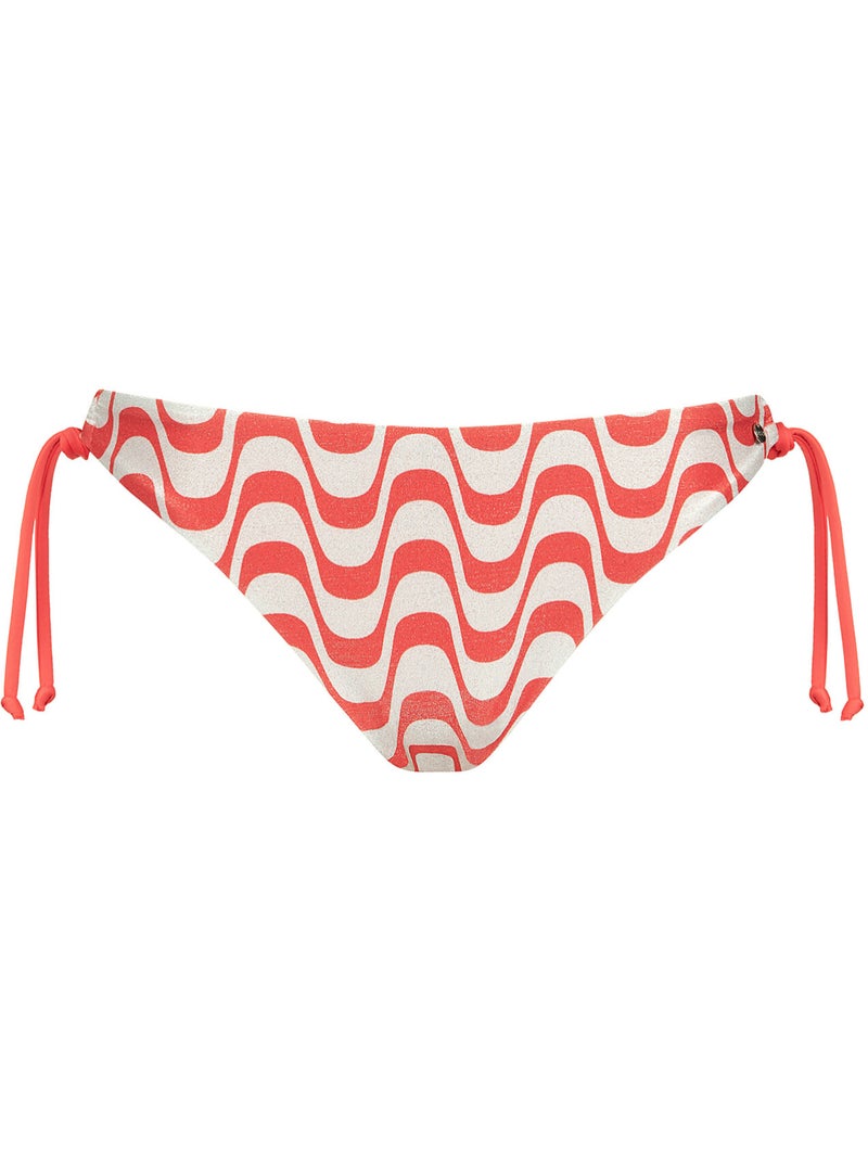 Bas maillot slip de bain taille basse à nouettes iceland Orange - Kiabi
