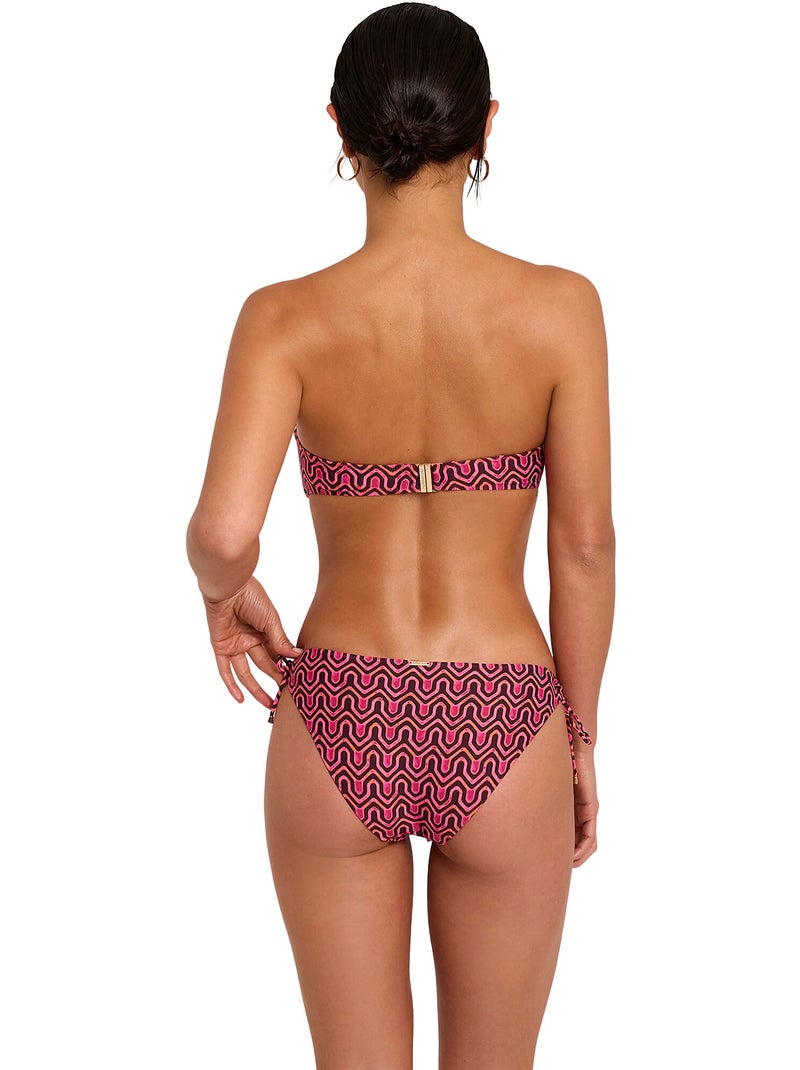 Bas maillot slip de bain taille basse à nouettes kaleido Vert - Kiabi
