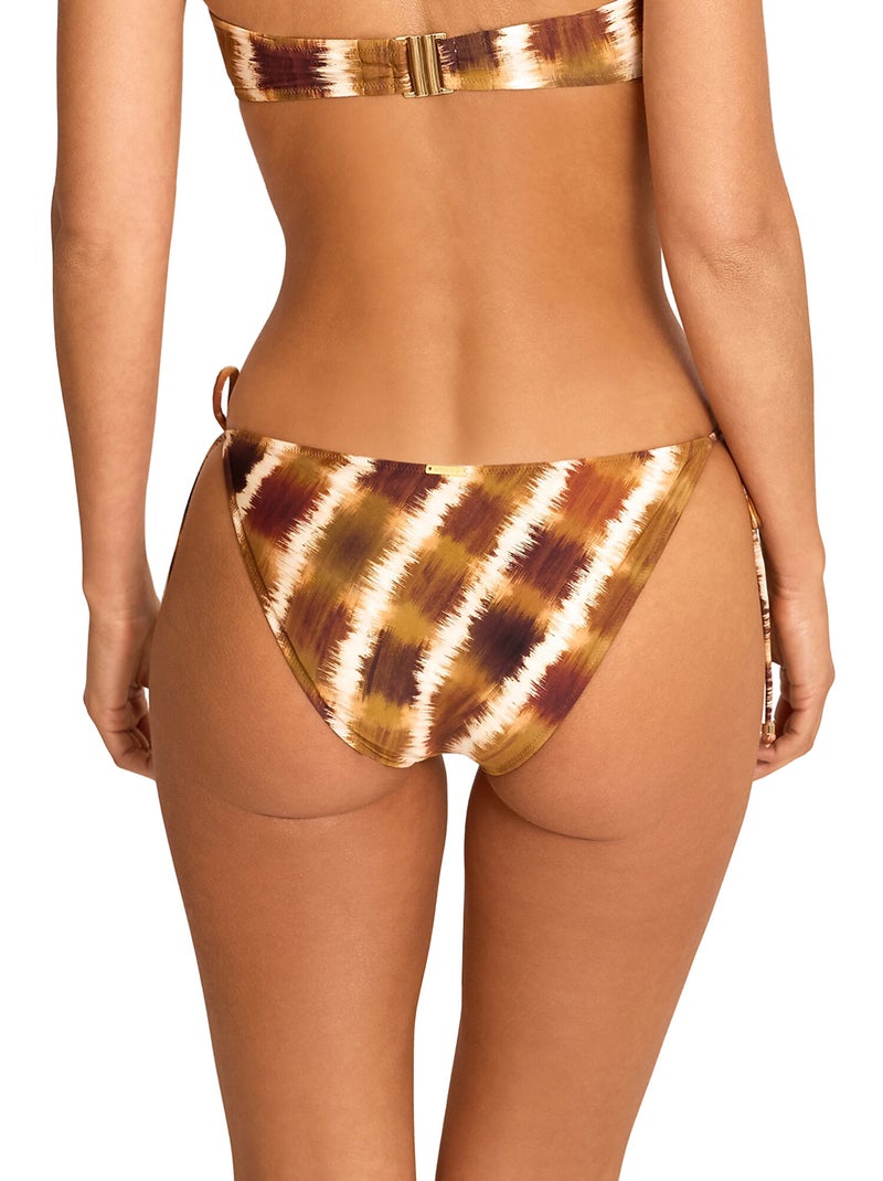 Bas maillot slip de bain taille basse à nouettes magma Marron - Kiabi