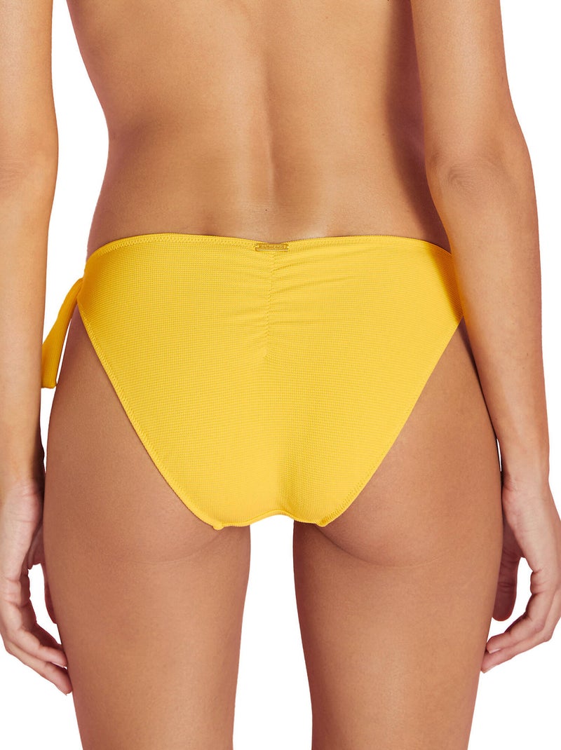 Bas maillot slip de bain taille basse à nouettes miami Jaune - Kiabi
