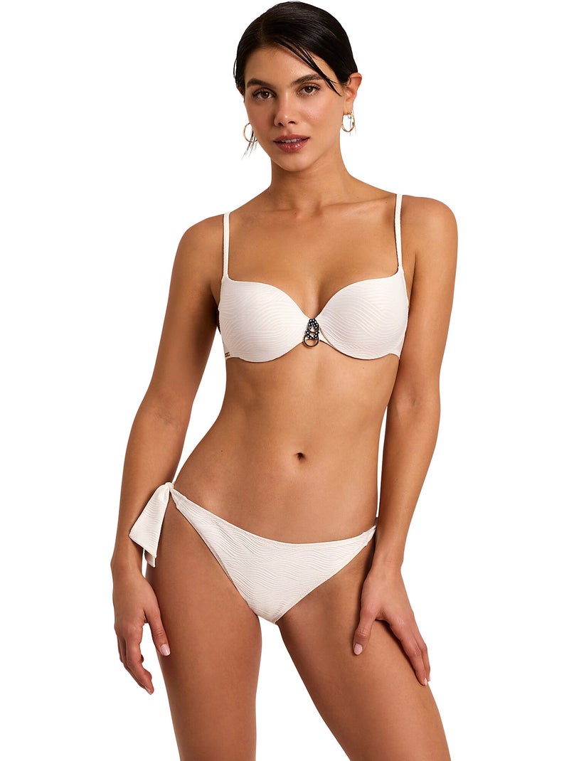 Bas maillot slip de bain taille basse à nouettes nautilus Blanc - Kiabi