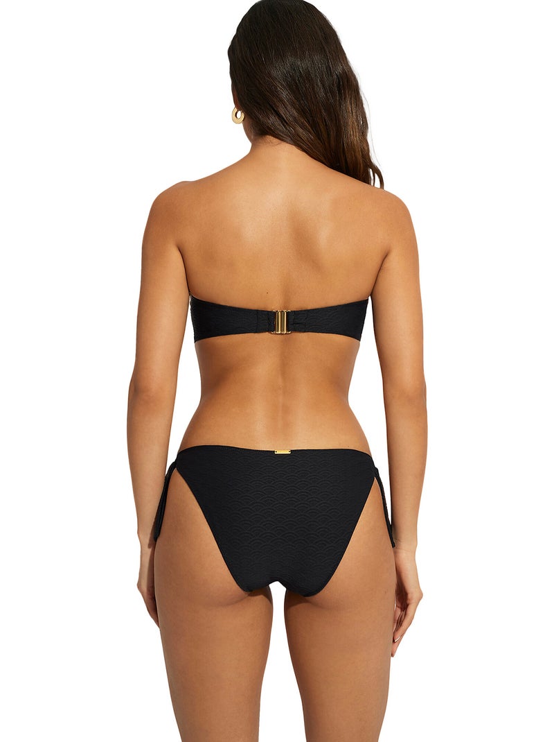 Bas maillot slip de bain taille basse à nouettes sicilia Noir - Kiabi
