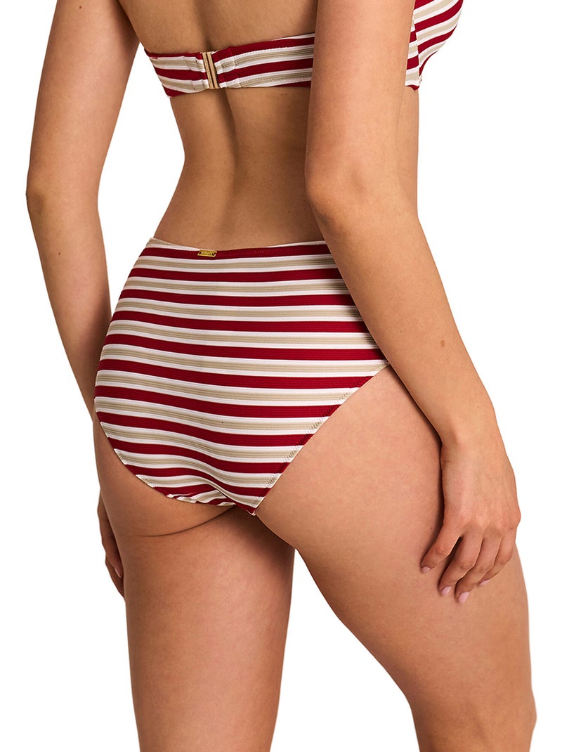 Bas maillot slip de bain taille haute sailor Rouge - Kiabi