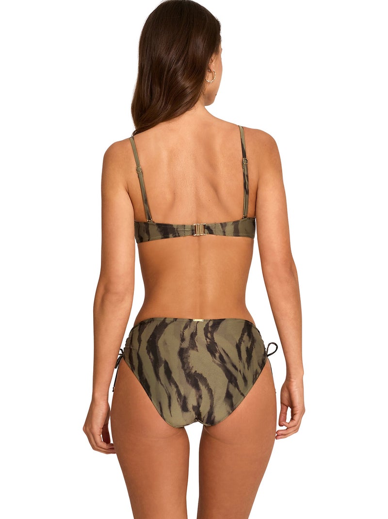 Bas maillot slip de bain taille haute savage Kaki - Kiabi