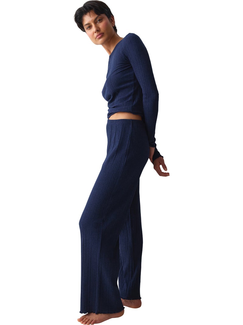 Bas pyjama pantalon versatile rib Bleu - Kiabi