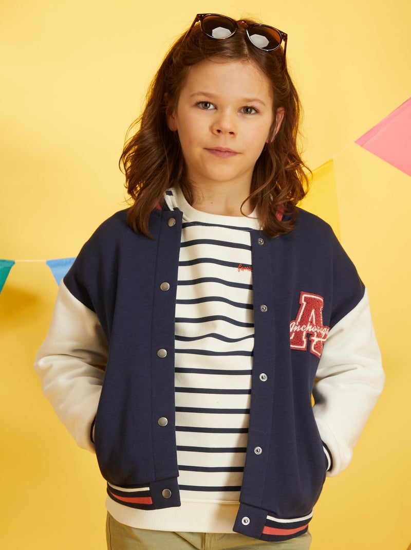 Baseballjasje in campusstijl BLAUW - Kiabi