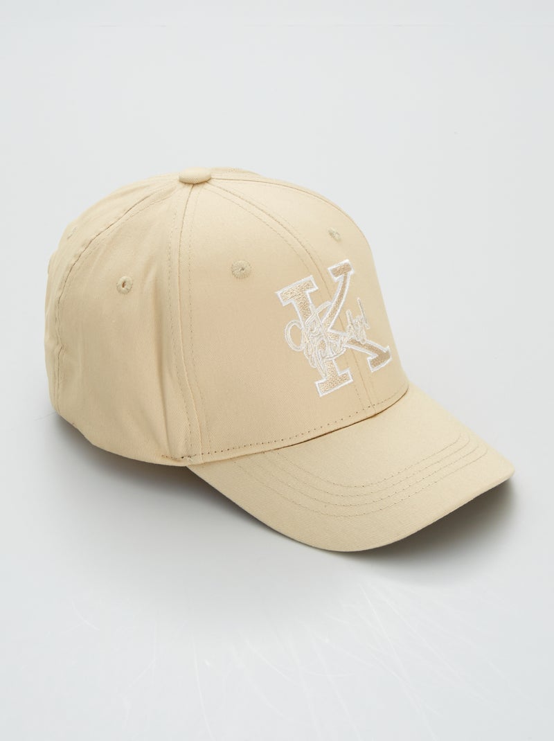 Baseballpet met patch Beige - Kiabi