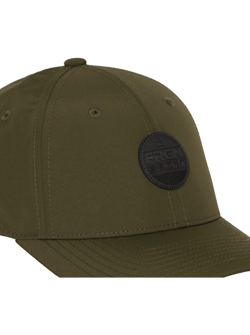 Baseballpet met ronde pu-patch en verstelbaar trekkoord frgn Kakigroen - Kiabi