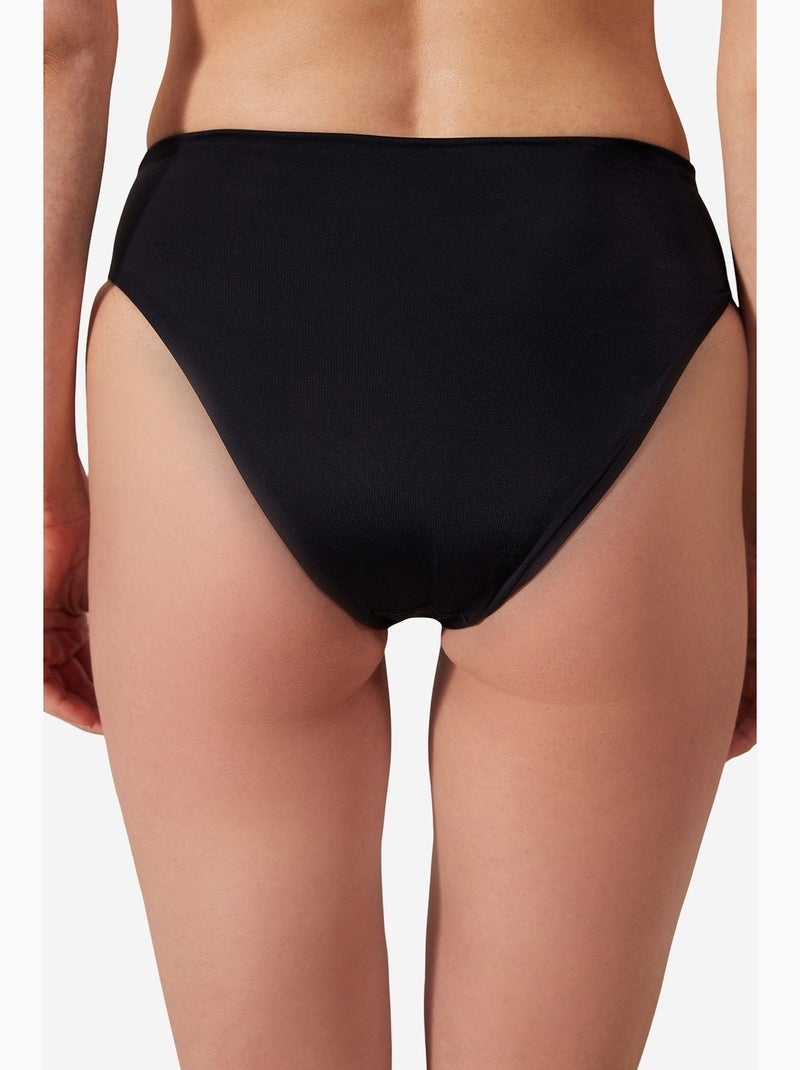 Basic bikinibroekje met hoge taille en plooien penti Zwart - Kiabi