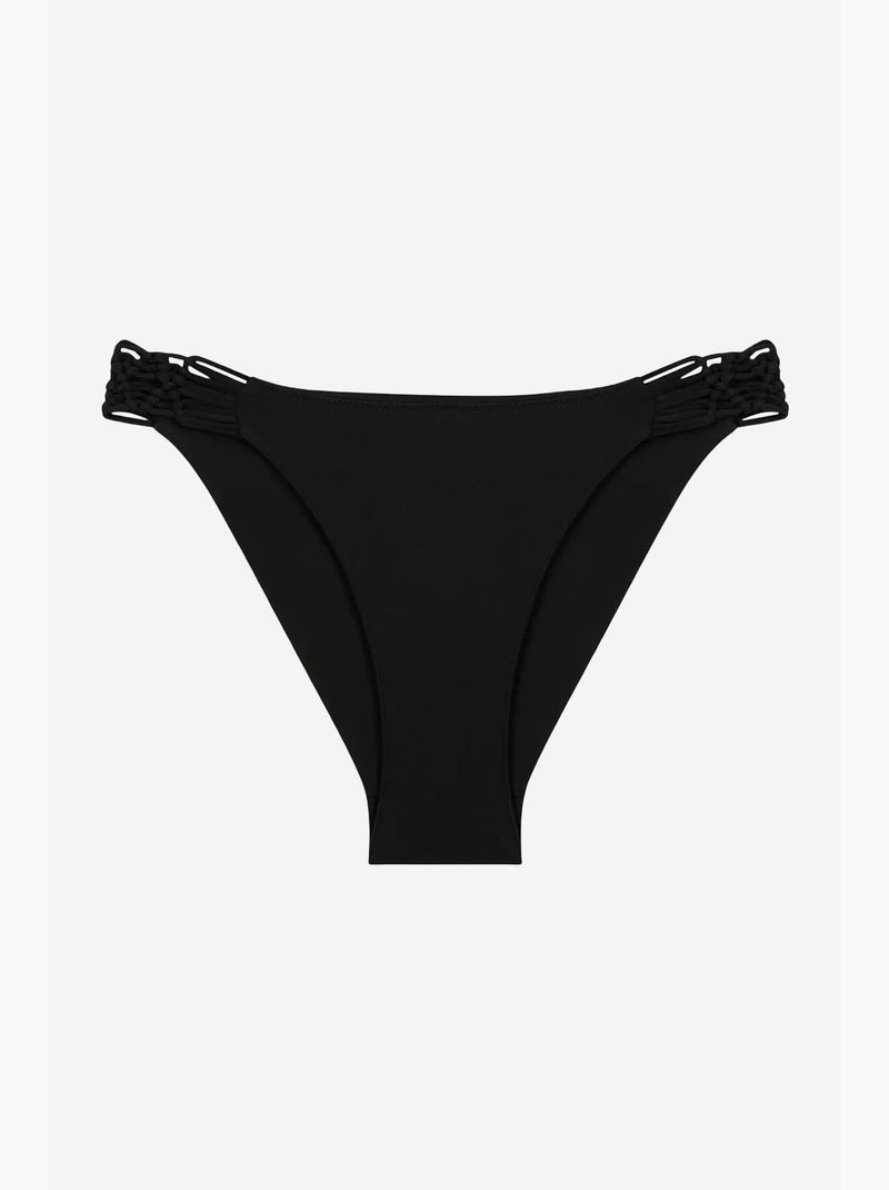 Basic bikinibroekje met macramédetails aan de zijkanten penti Zwart - Kiabi