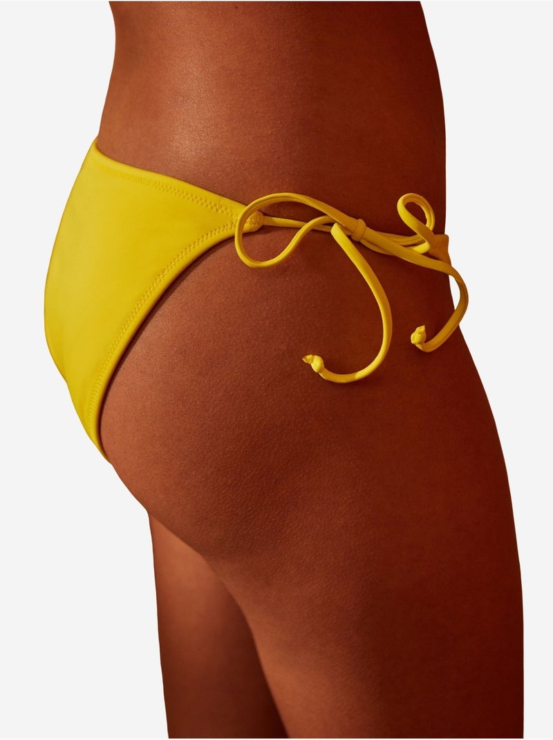 Basic bikinibroekje met strikbandjes penti Citroengeel - Kiabi