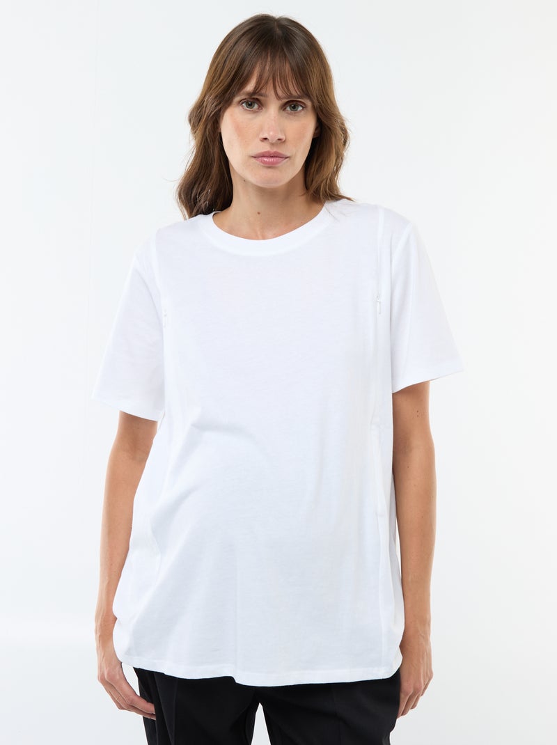 Basic borstvoedings-T-shirt met korte mouw wit - Kiabi