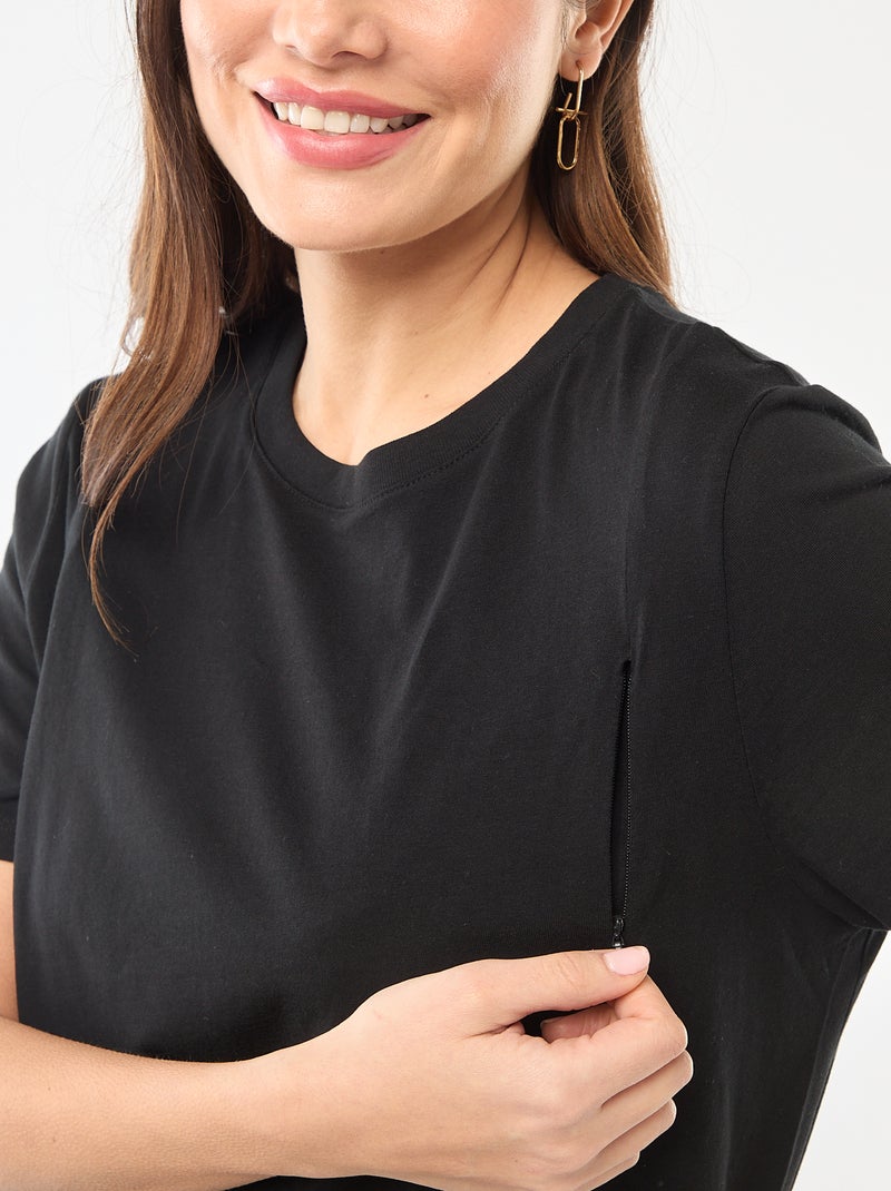 Basic borstvoedings-T-shirt met korte mouw zwart - Kiabi