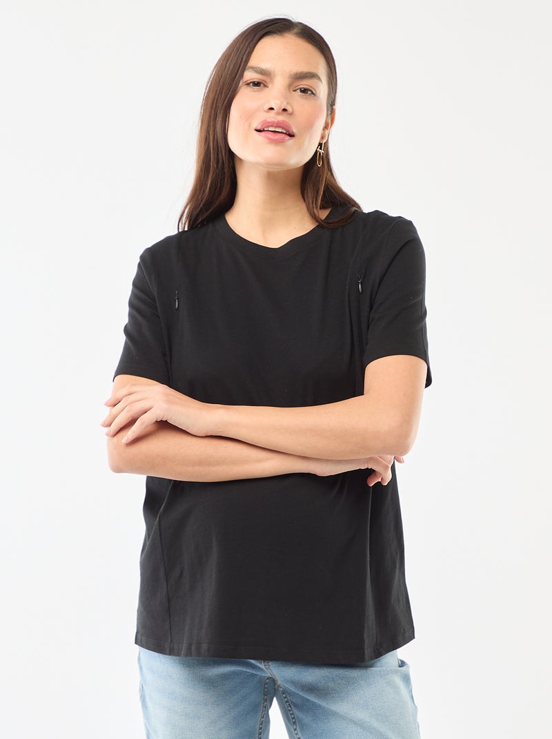 Basic borstvoedings-T-shirt met korte mouw zwart - Kiabi