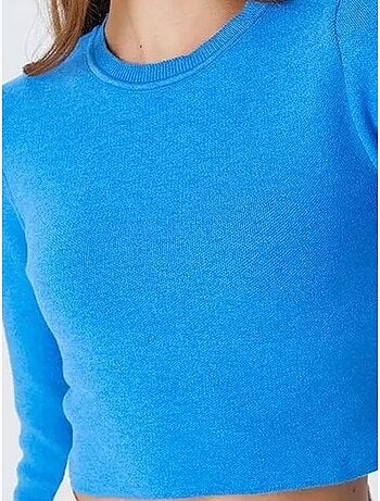 Basic cropped gebreide top met lange mouwen mixray