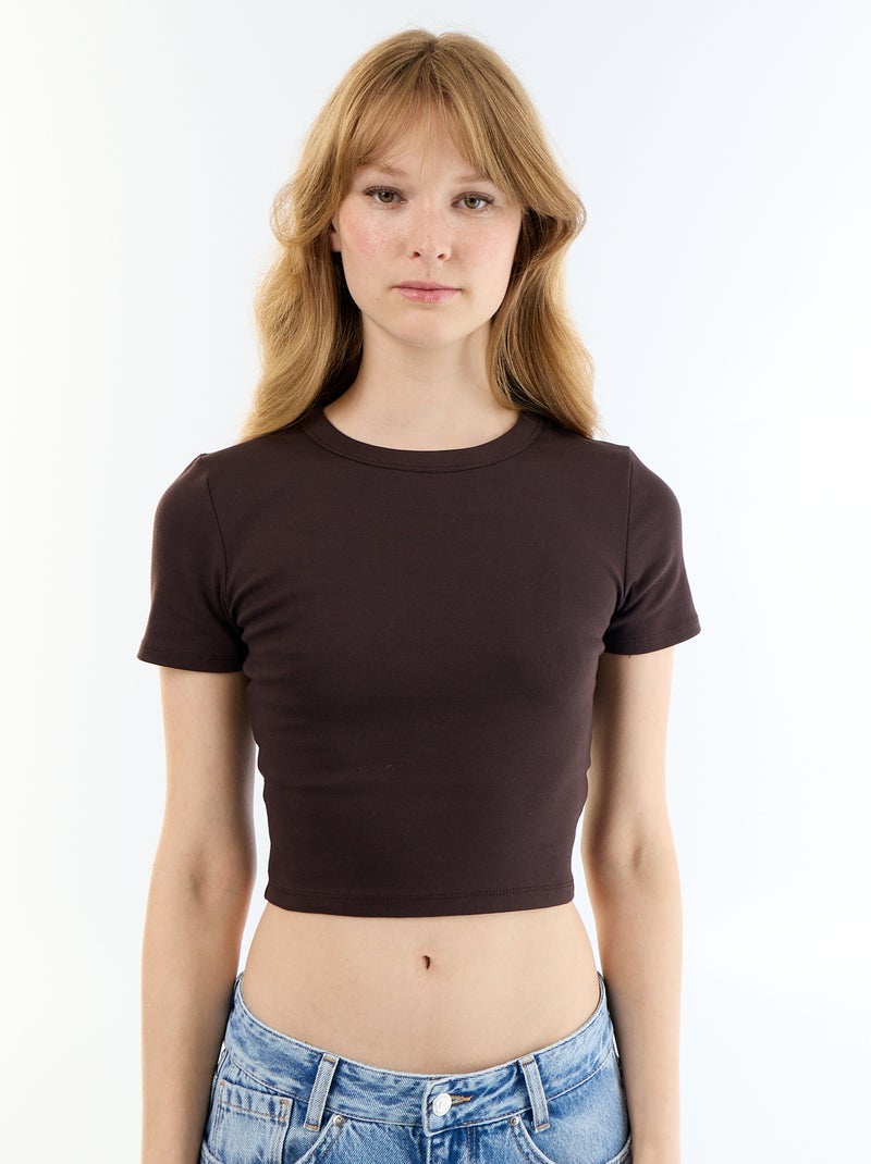 Basic cropped T-shirt Bruin - Kiabi