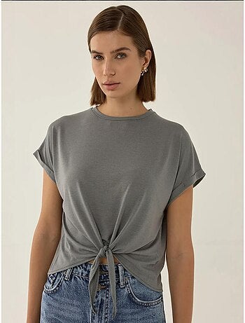 Basic cropped t-shirt met ronde hals hiccup