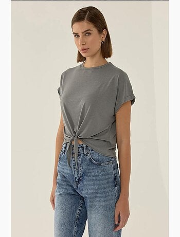 Basic cropped t-shirt met ronde hals hiccup