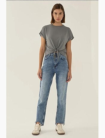 Basic cropped t-shirt met ronde hals hiccup