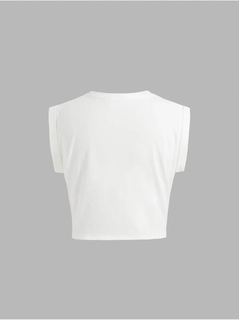 Basic cropped t-shirt met ronde hals hiccup Wit - Kiabi