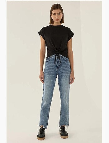 Basic cropped t-shirt met ronde hals hiccup