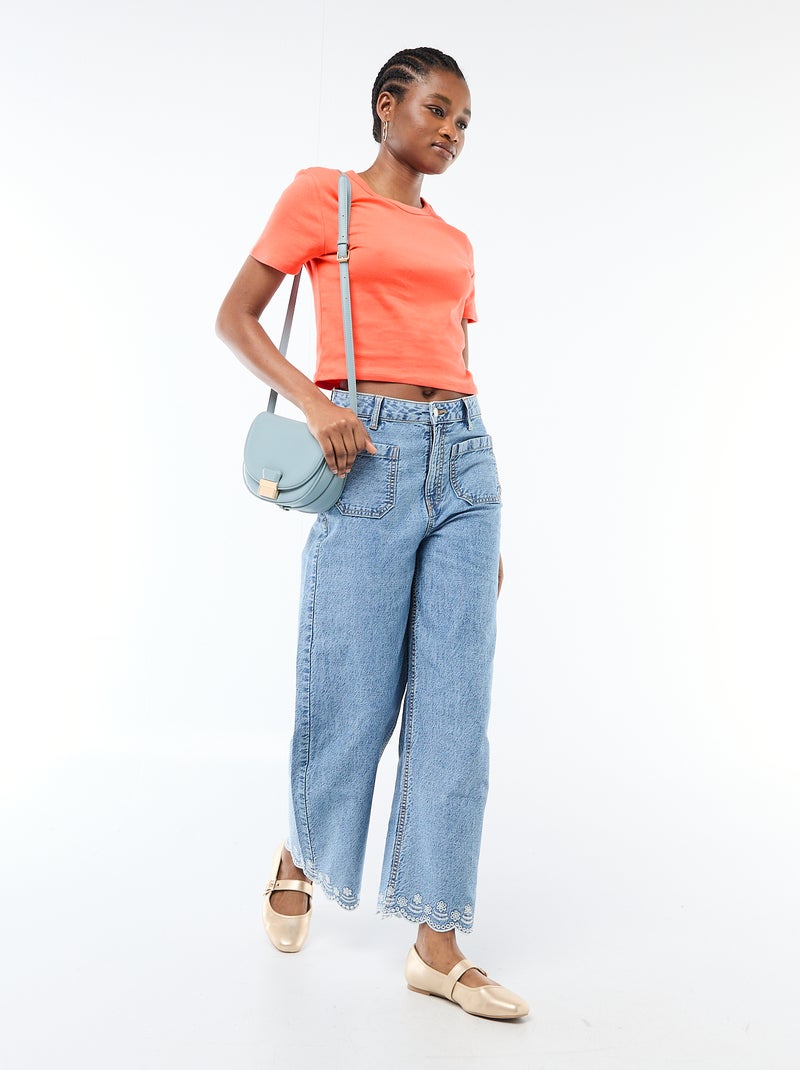 Basic cropped T-shirt oranje - Kiabi