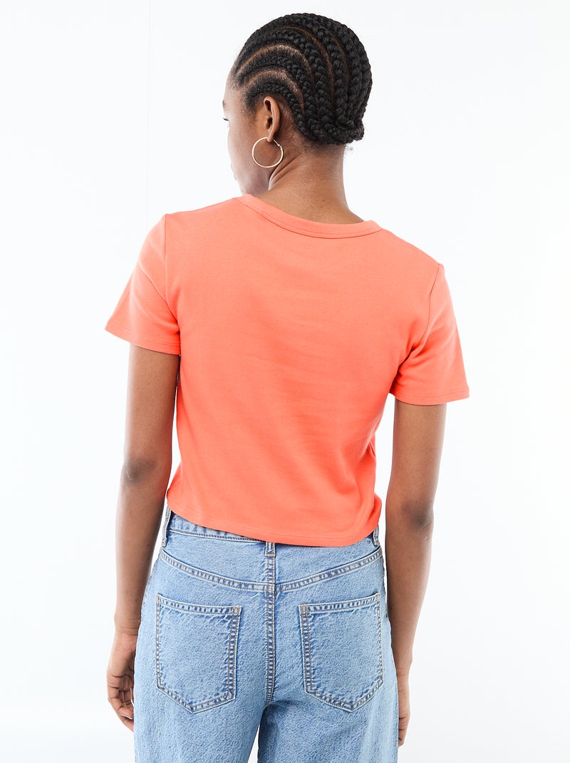 Basic cropped T-shirt oranje - Kiabi
