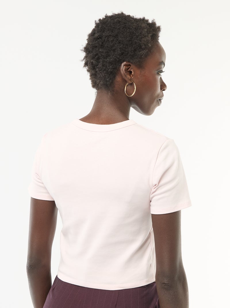 Basic cropped T-shirt Rose - Kiabi