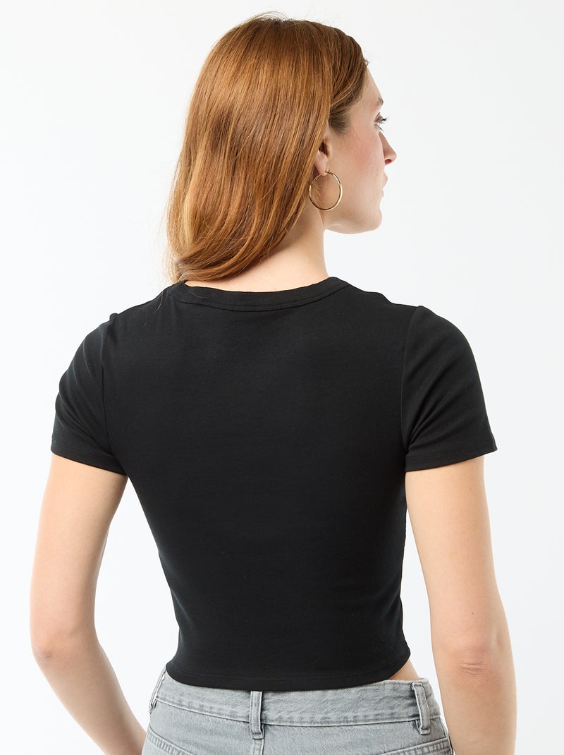 Basic cropped T-shirt zwart - Kiabi