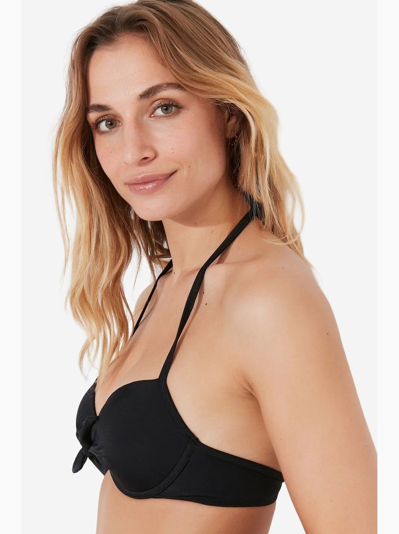 Basic cup gevoerde push-up bikinitop penti Zwart - Kiabi