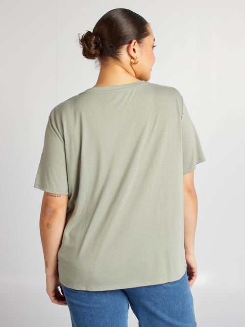 Basic, effen T-shirt met V-hals - Kiabi