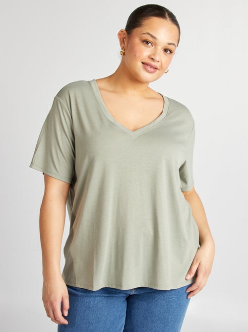 Basic, effen T-shirt met V-hals - Kiabi