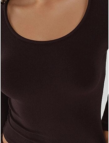 Basic gebreide top met lange mouwen en u-hals hiccup