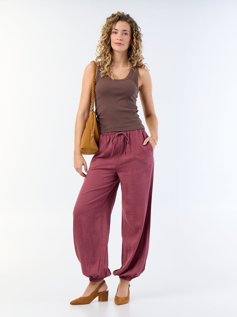 Basic geribbelde top Bruin - Kiabi