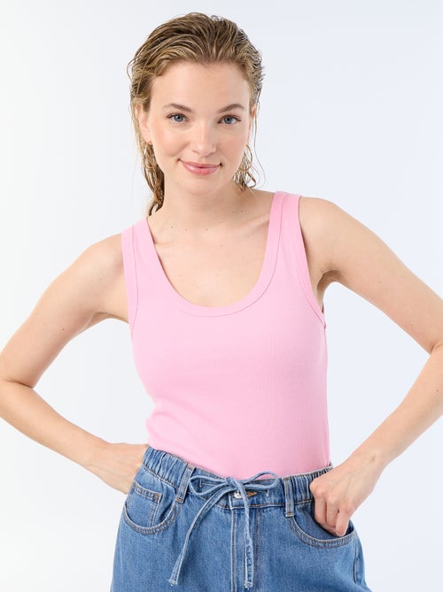 Basic geribbelde top - Kiabi