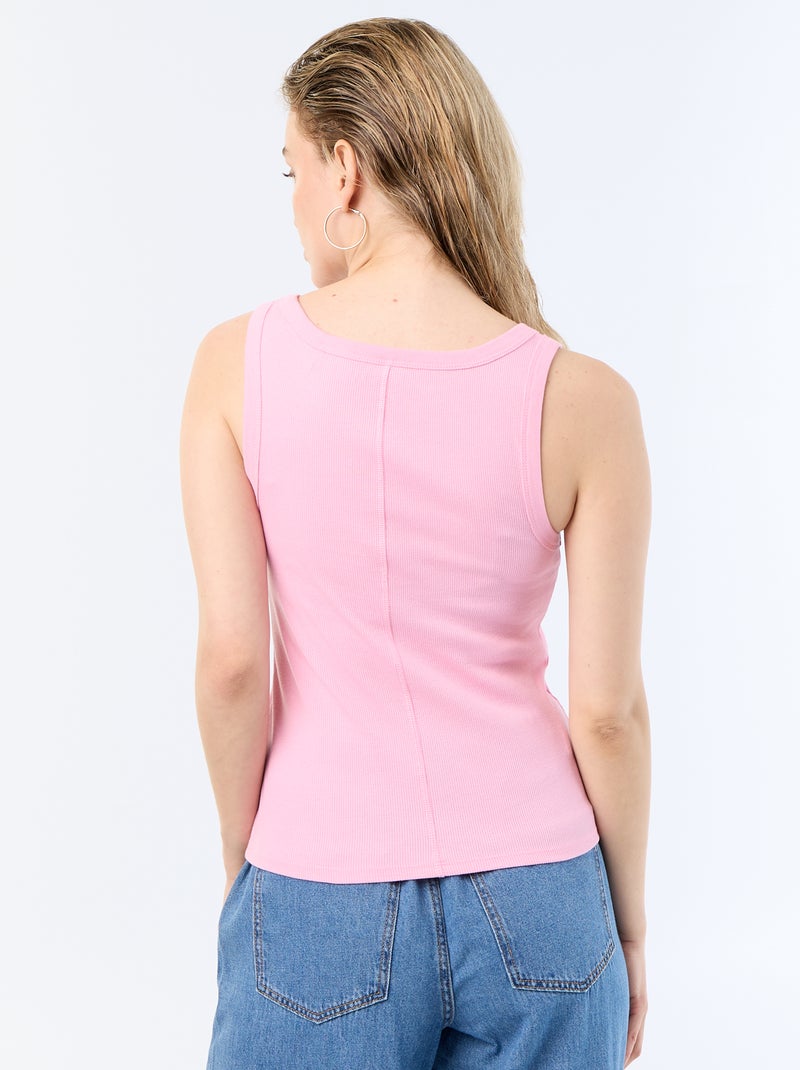 Basic geribbelde top Rose - Kiabi